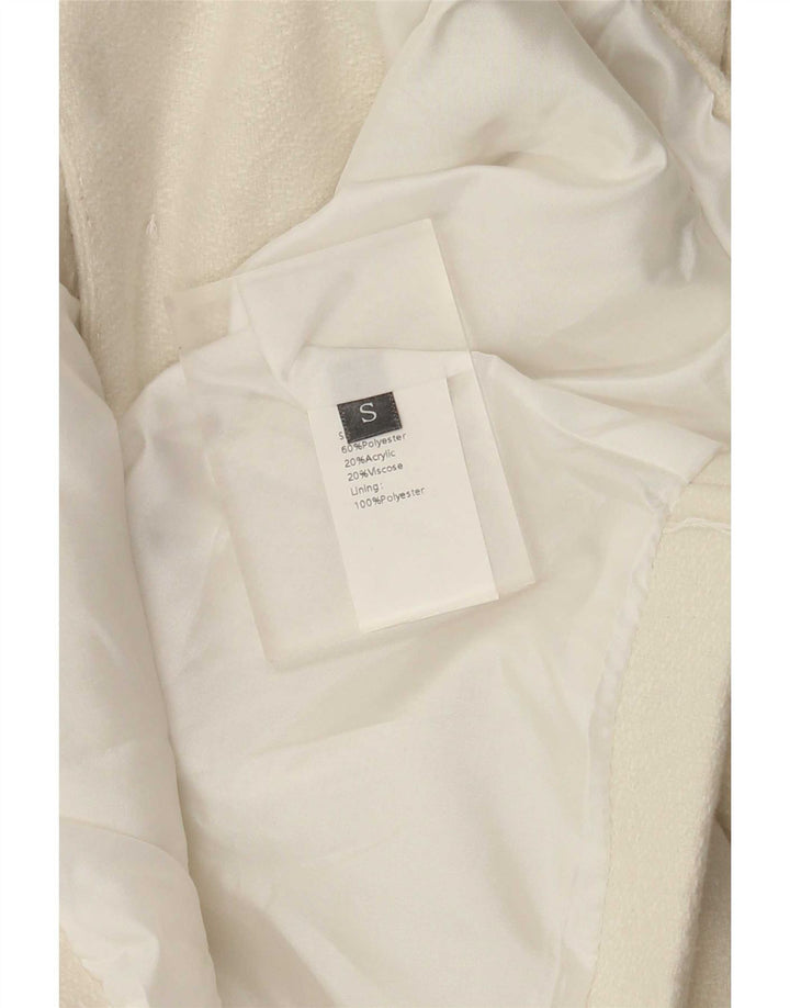 Vintage Damen Bolero Jacke UK 10 Small Off White Polyester