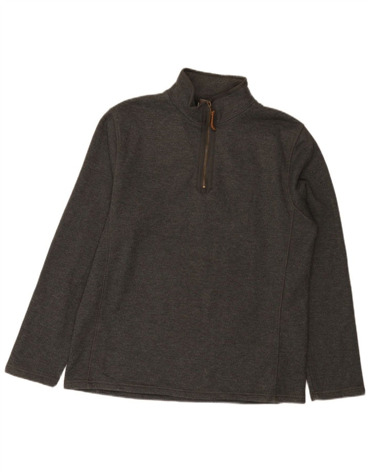 Mountain Warehouse Herren-Sweatshirt mit Reißverschluss am Hals, mittelgraue Baumwolle