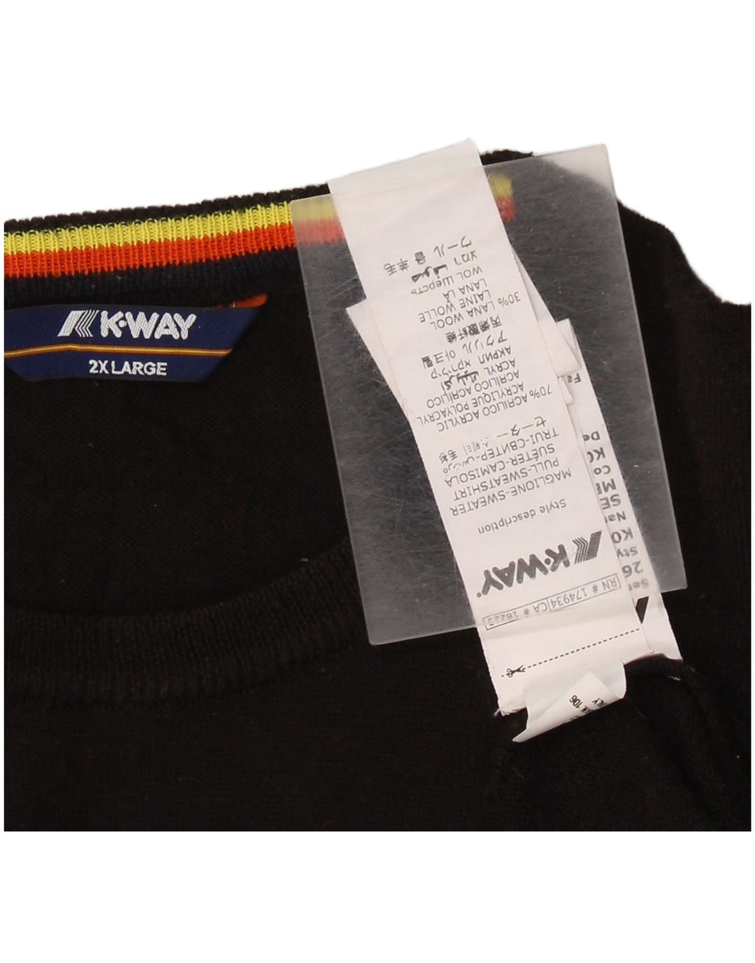 K-Way Herren-Pullover mit Rundhalsausschnitt, 2XL, schwarzes Acryl