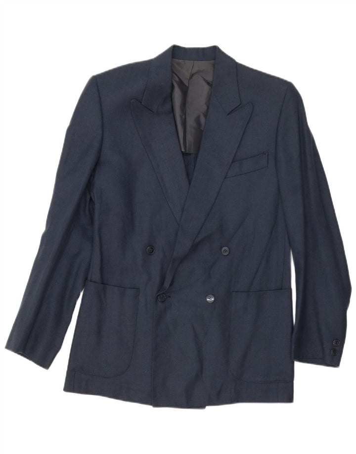 Vintage Herren Zweireiher Blazer Jacke UK 38 Medium Navy Blue Classic