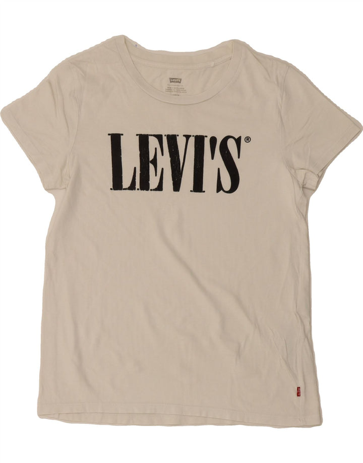 LEVI'S Womens Graphic T-Shirt Top UK 10 Small White Cotton Vintage Levi's and Second-Hand Levi's from Messina Hembry 
