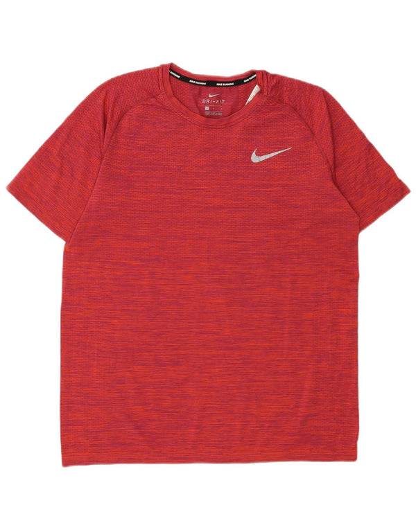 Nike Herren Dri Fit T-Shirt-Oberteil, großes rotes Nylon