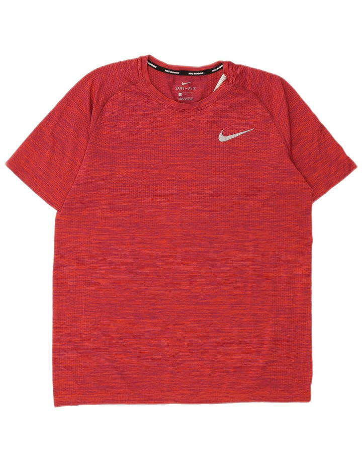 Nike Herren Dri Fit T-Shirt-Oberteil, großes rotes Nylon