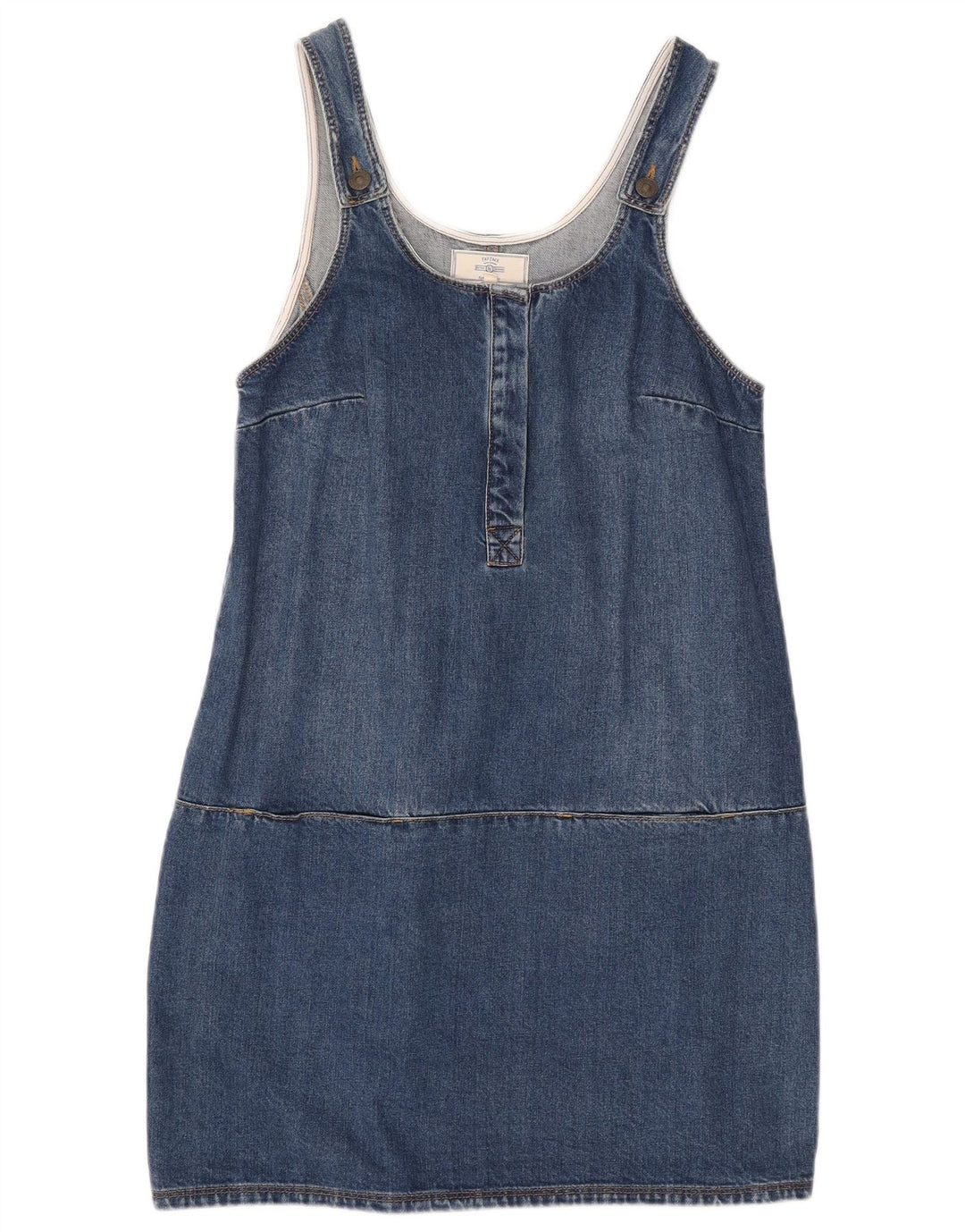 Fat Face Denim-Latzhosenkleid für Damen, UK 12, Mittelblau