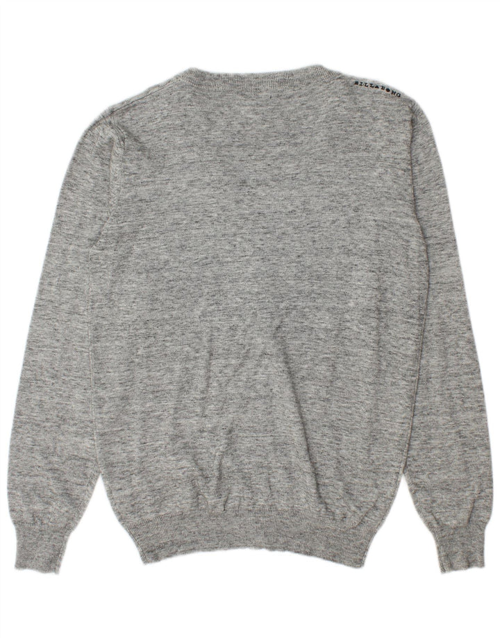 Billabong Herren-Cardigan-Pullover aus mittelgrau gefleckter Baumwolle