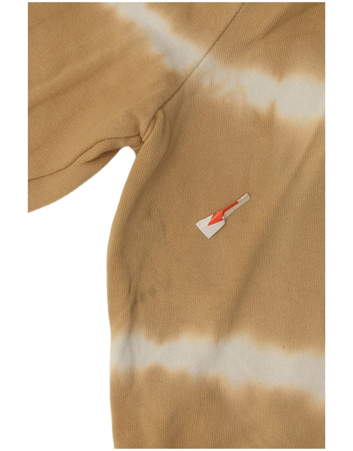 Marks & Spencer Damen-Sweatshirt-Pullover UK 12 Mittelbeige gestreifte Baumwolle
