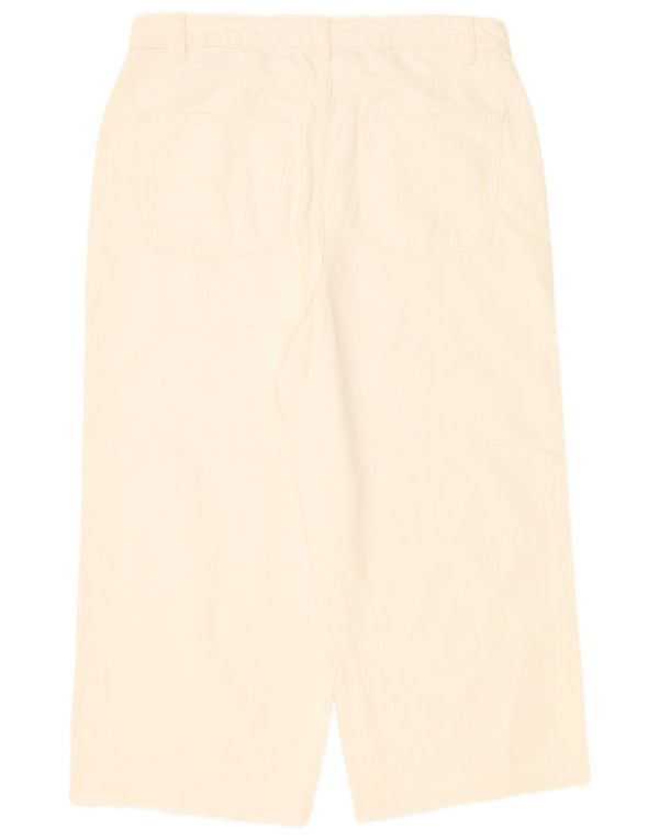 Marks & Spencer Damen-Jeans mit weitem Bein, kurz geschnitten, UK 16, Größe L, W36, L24, gebrochenes Weiß