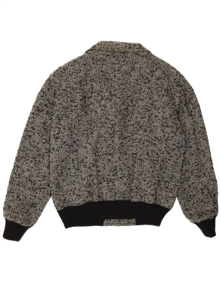 Bignami Herren Bomberjacke UK 42 XL Graue Wolle mit Fischgrätenmuster