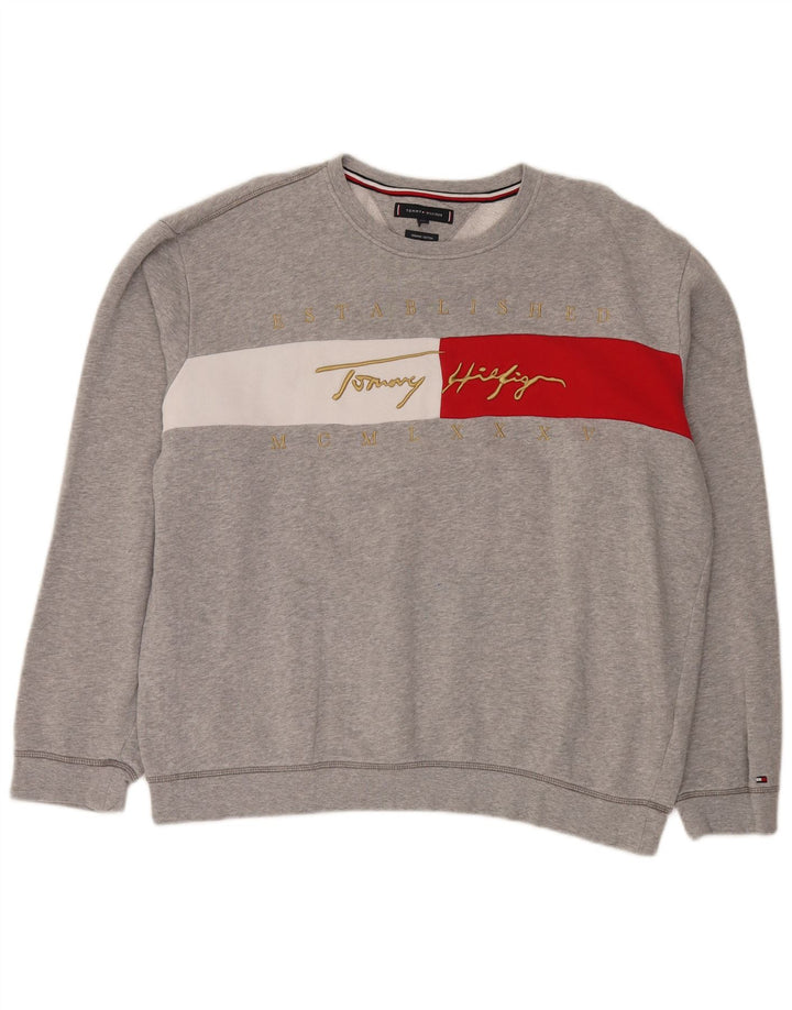 Tommy Hilfiger Herren-Sweatshirt mit Grafik, 2XL, Grau, Colourblock-Baumwolle