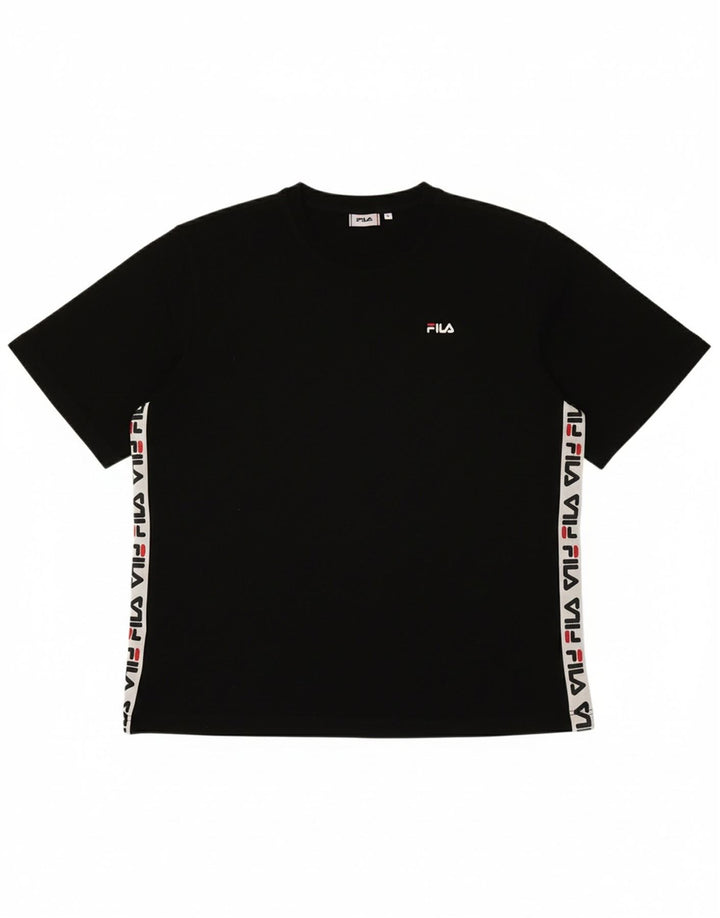 FILA Mens Graphic T-Shirt Top Medium Black Cotton