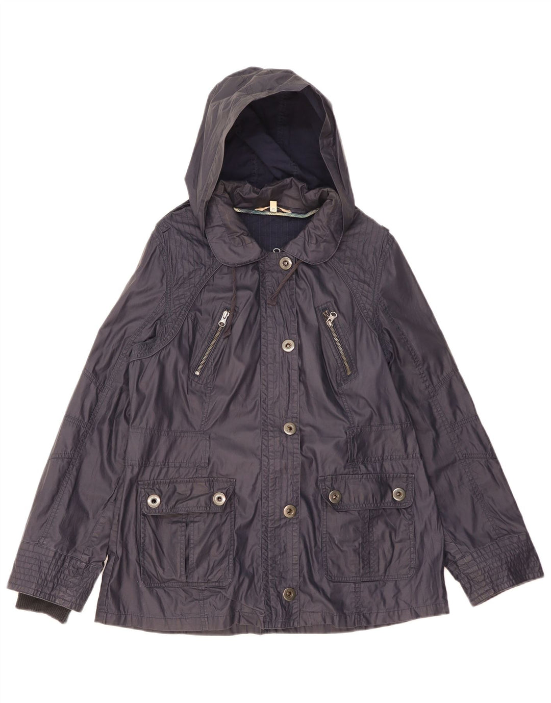 Marks & Spencer Damen-Utility-Jacke mit Kapuze, UK 16, Größe L, Marineblau, Baumwolle