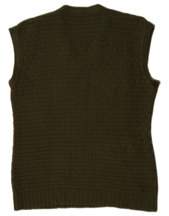 VINTAGE Damen Weste Tank Top UK 14 Mittelgrün