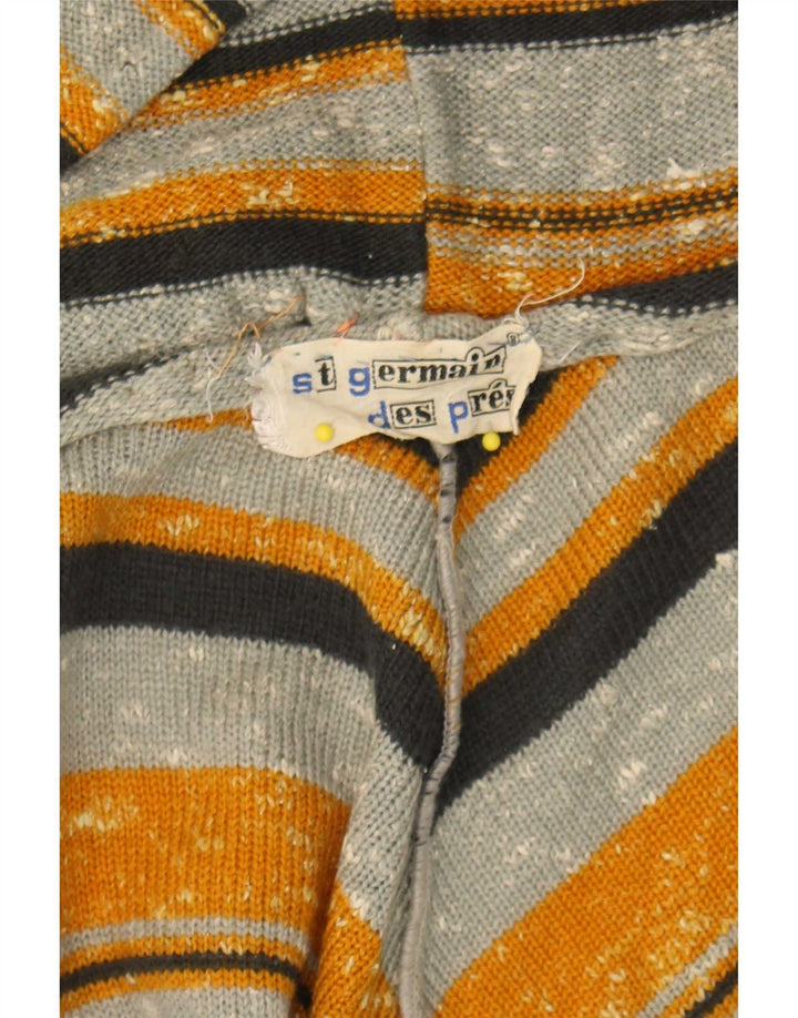 Vintage Damen Strickjacke mit Kapuze, Einheitsgröße, mehrfarbig gestreift