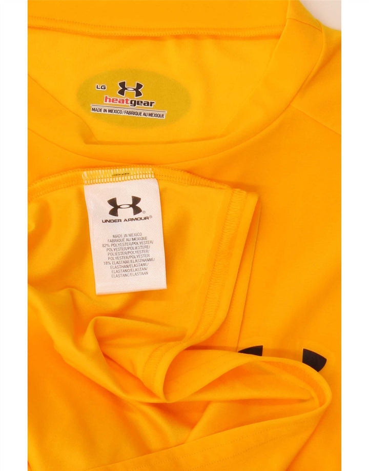 Under Armour Herren Heat Gear T-Shirt Top Large Gelb Polyester