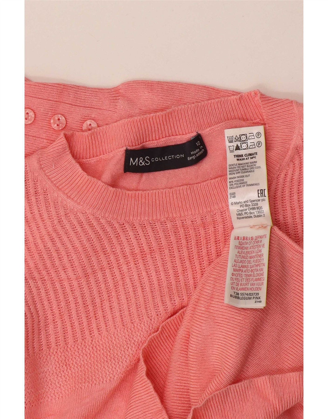 Marks & Spencer Damen-Pullover mit Rundhalsausschnitt, UK 12, mittelrosa Viskose
