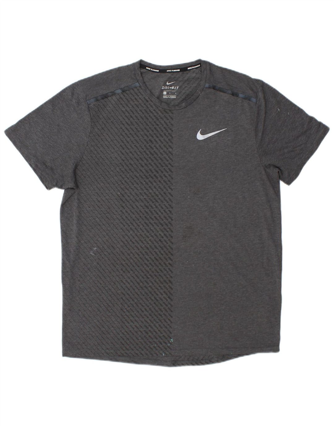 Nike Herren Dri Fit T-Shirt-Oberteil, großes graues Farbblock-Polyester