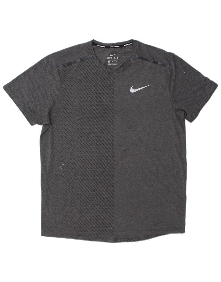 Nike Herren Dri Fit T-Shirt-Oberteil, großes graues Farbblock-Polyester