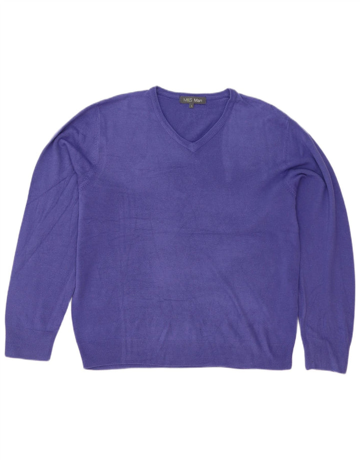 Marks & Spencer Herren-Pullover mit V-Ausschnitt, groß, Acryl, Lila