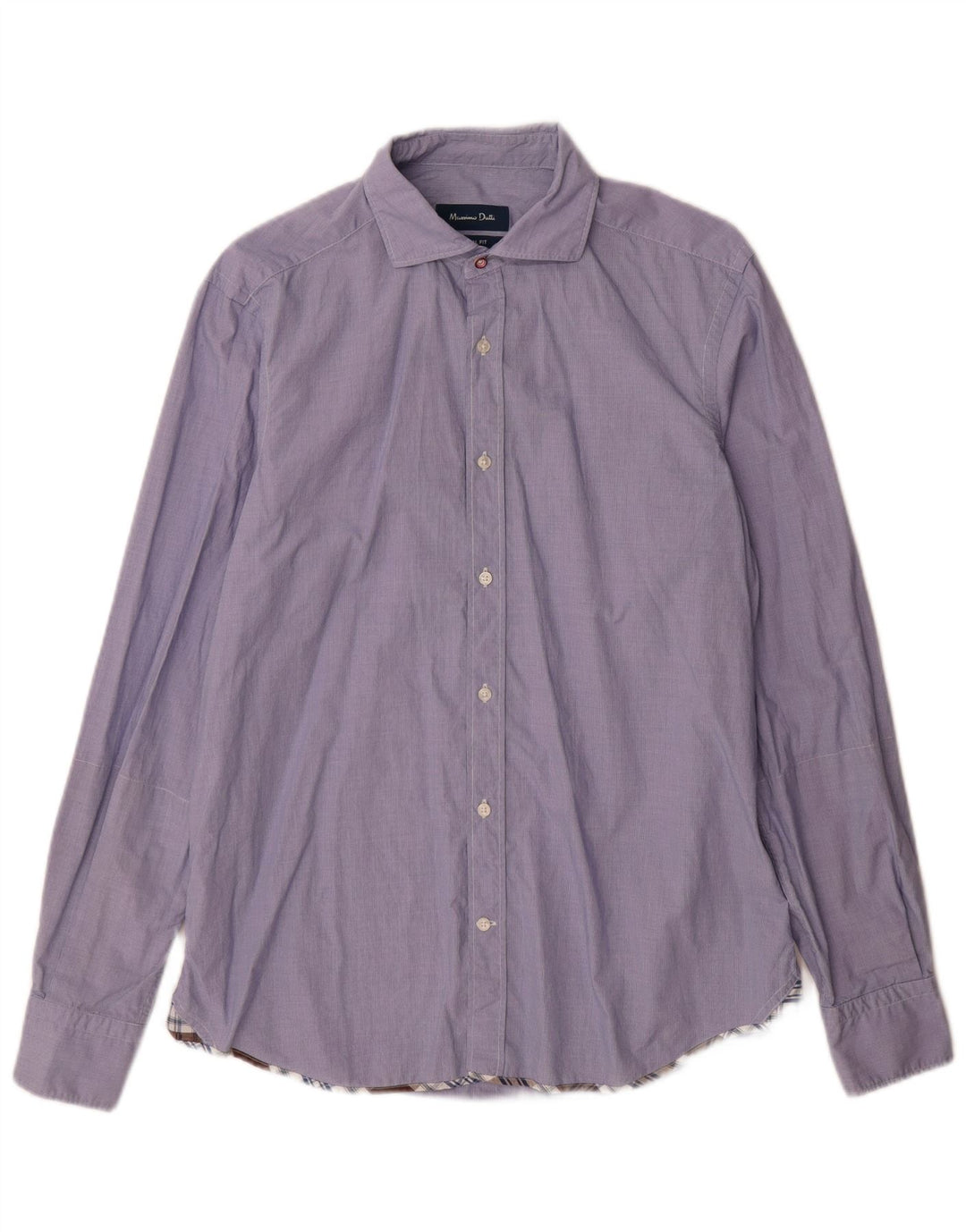 Massimo Dutti Herren-Hemd mit lässiger Passform, Mittelblau kariert