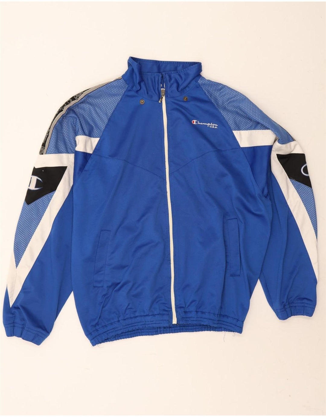 Champion Herren-Trainingsanzugoberteil, XL, blaues Colourblock-Polyester