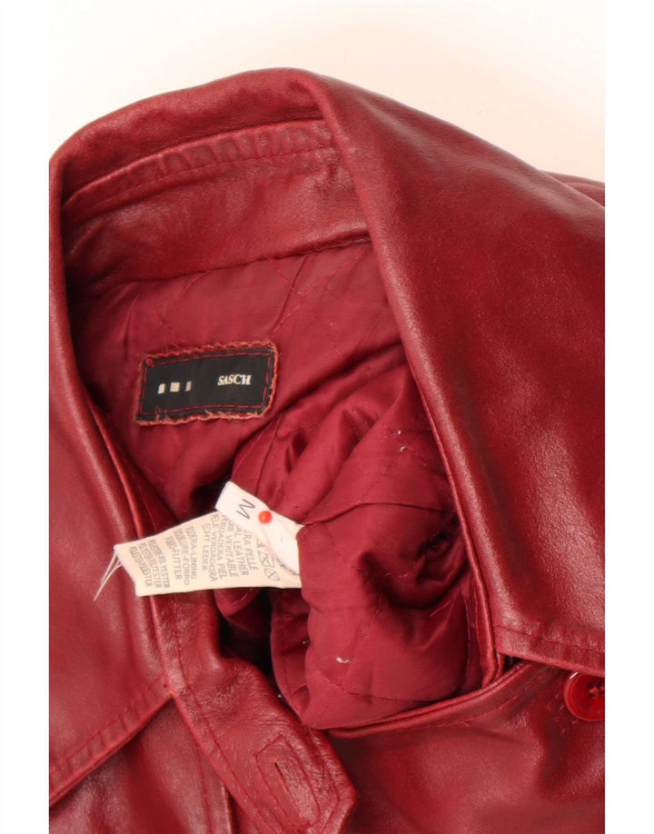 Sasch Damen Zweireihige Leder-Bikerjacke UK 12 Mittelrot