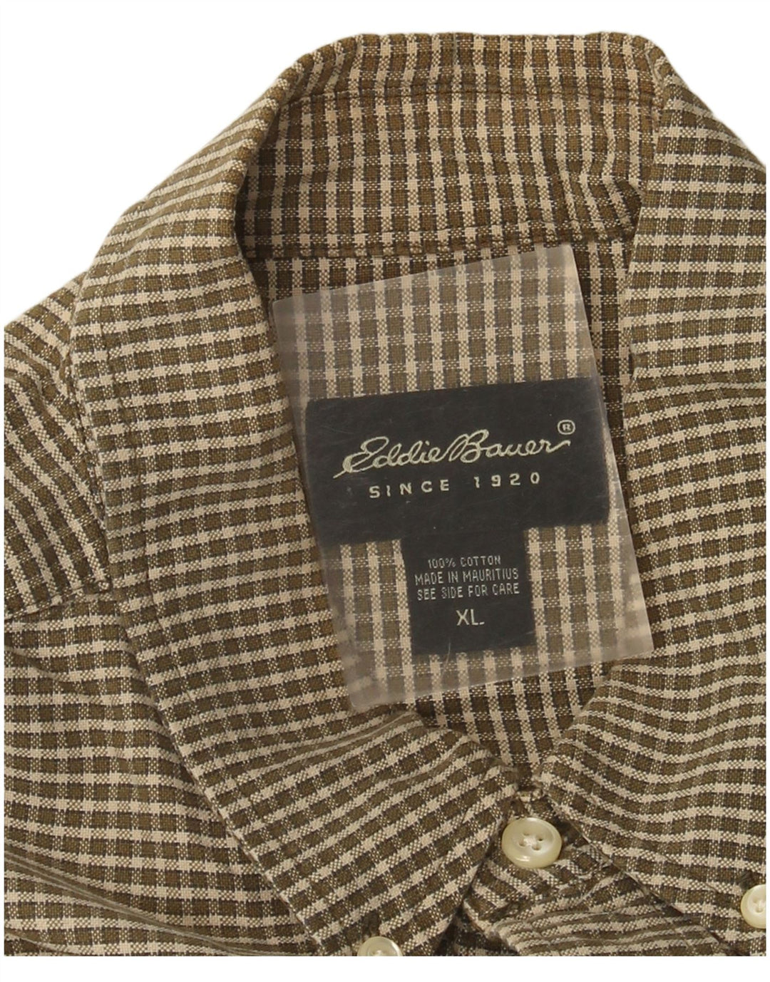 Eddie Bauer Herrenhemd XL, braun kariert, Baumwolle