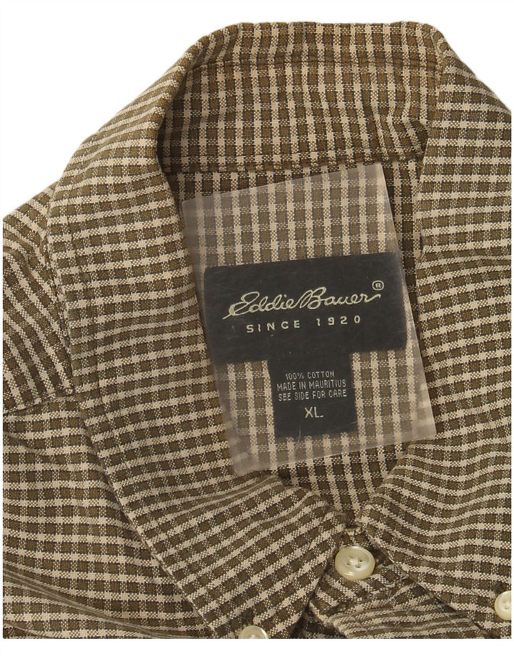 Eddie Bauer Herrenhemd XL, braun kariert, Baumwolle