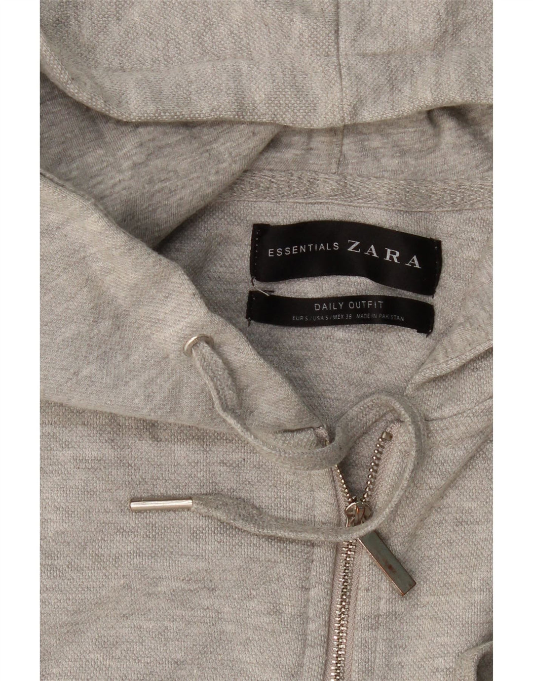Zara Herren-Kapuzenpullover mit Reißverschluss, klein, Grau