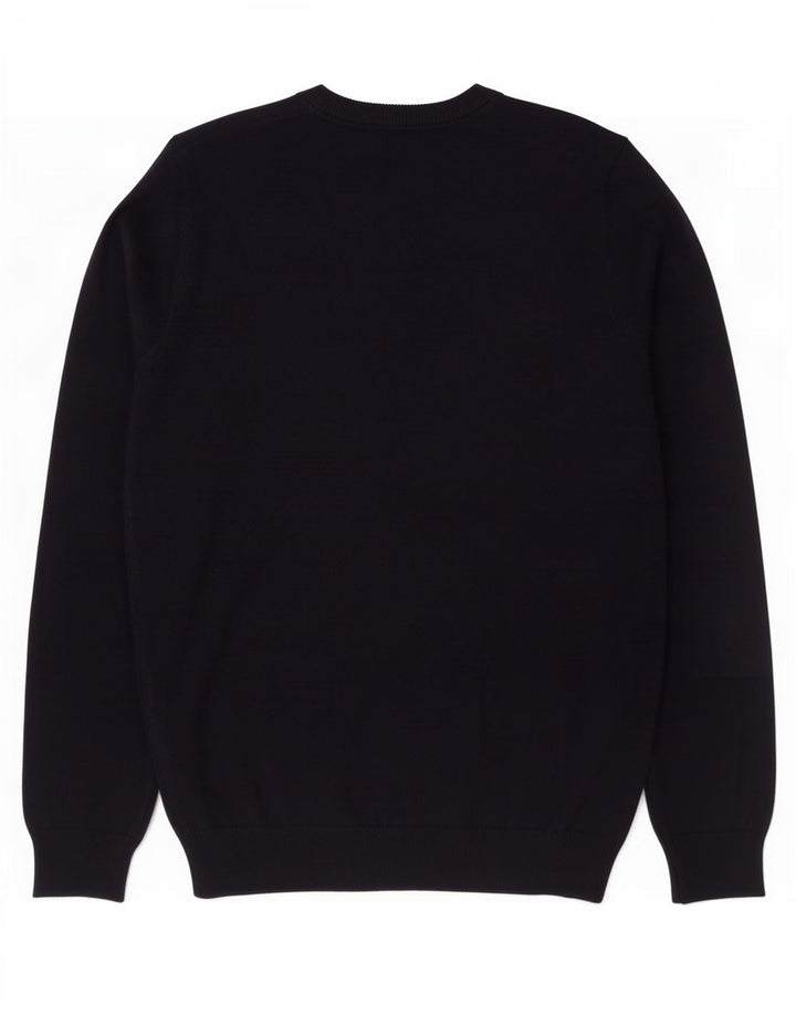 Marks & Spencer Herren-Pullover mit Rundhalsausschnitt, mittelmarineblaue Baumwolle