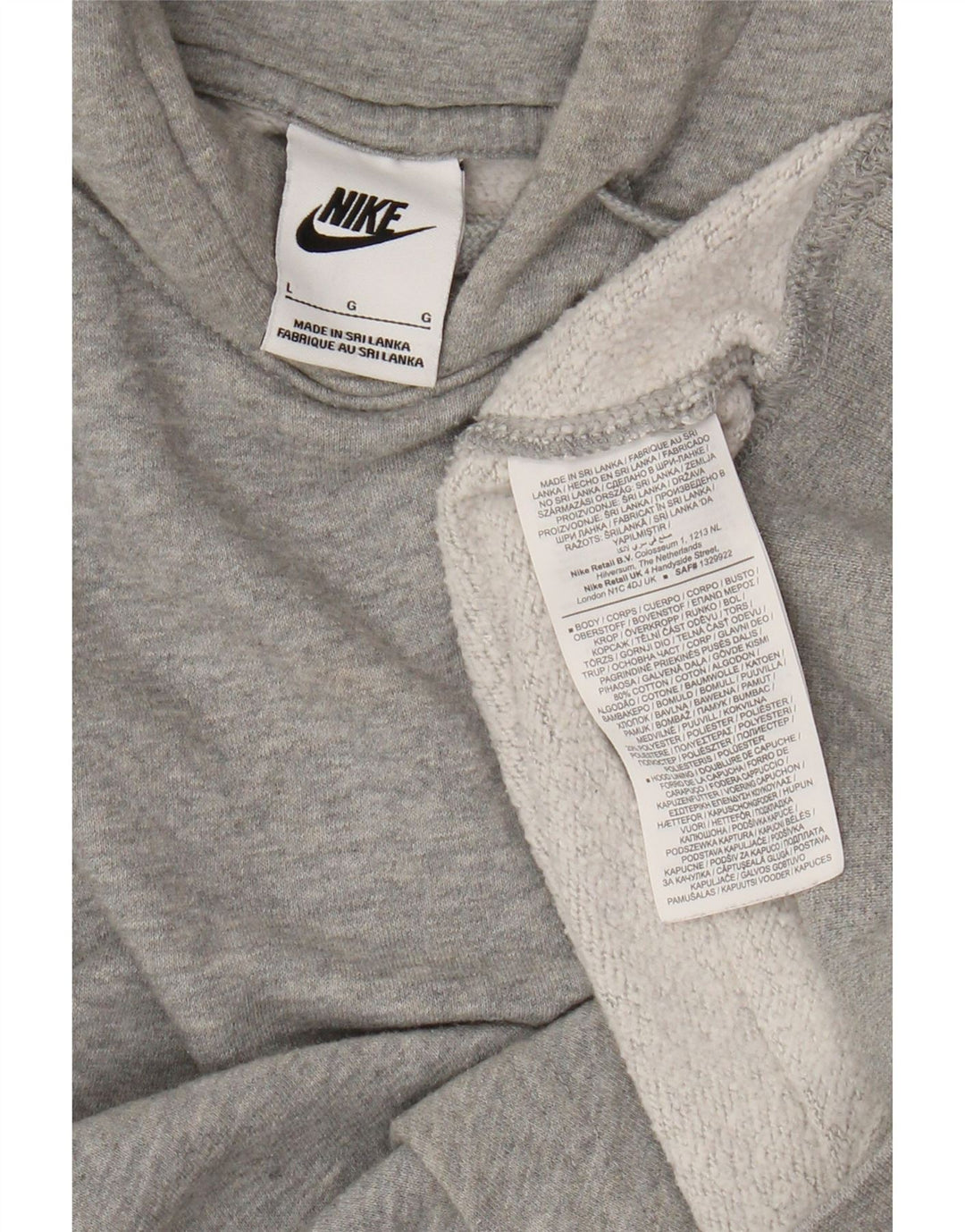 Nike Herren Kapuzenpullover, groß, graue Baumwolle