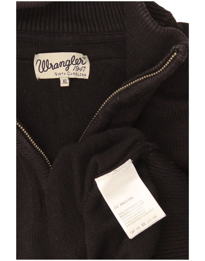 Wrangler Herren-Pullover mit Reißverschluss am Hals, XL, schwarze Baumwolle