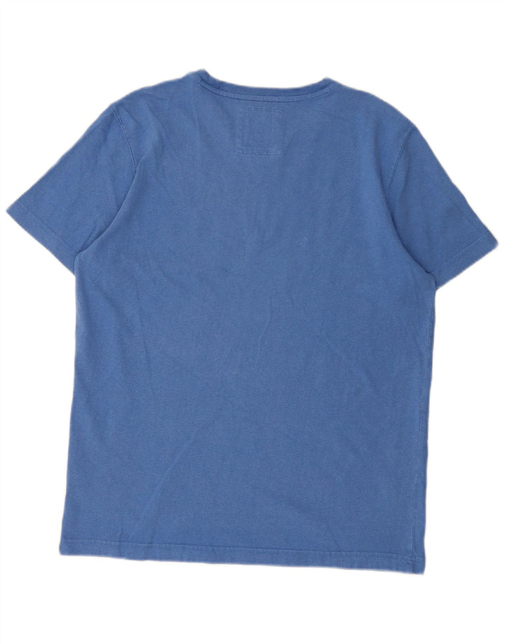 Crew Clothing Herren-T-Shirt-Oberteil aus mittelblauer Baumwolle