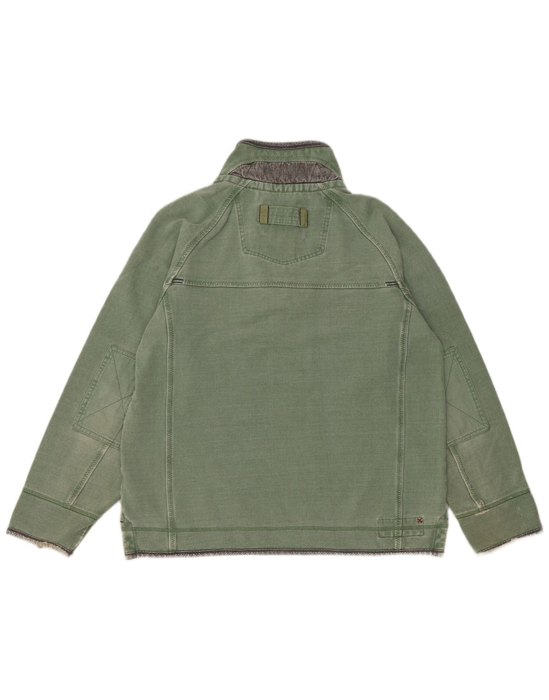 Fat Face Herren-Sweatshirt mit Reißverschluss am Hals, mittelgrüne Baumwolle