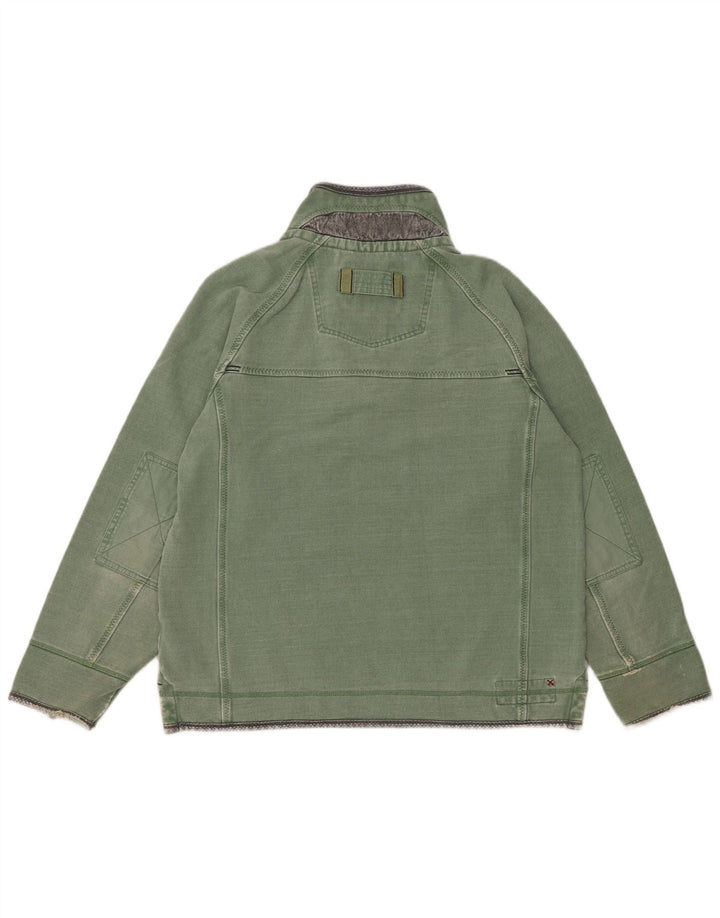 Fat Face Herren-Sweatshirt mit Reißverschluss am Hals, mittelgrüne Baumwolle