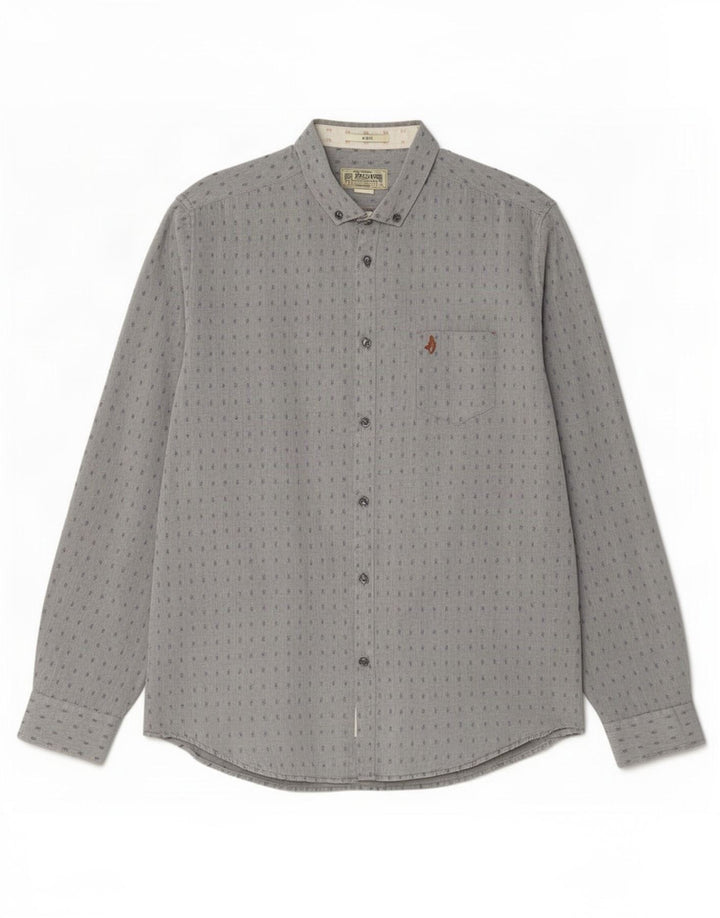 Marlboro Classics Herrenhemd XL grau gefleckte Baumwolle