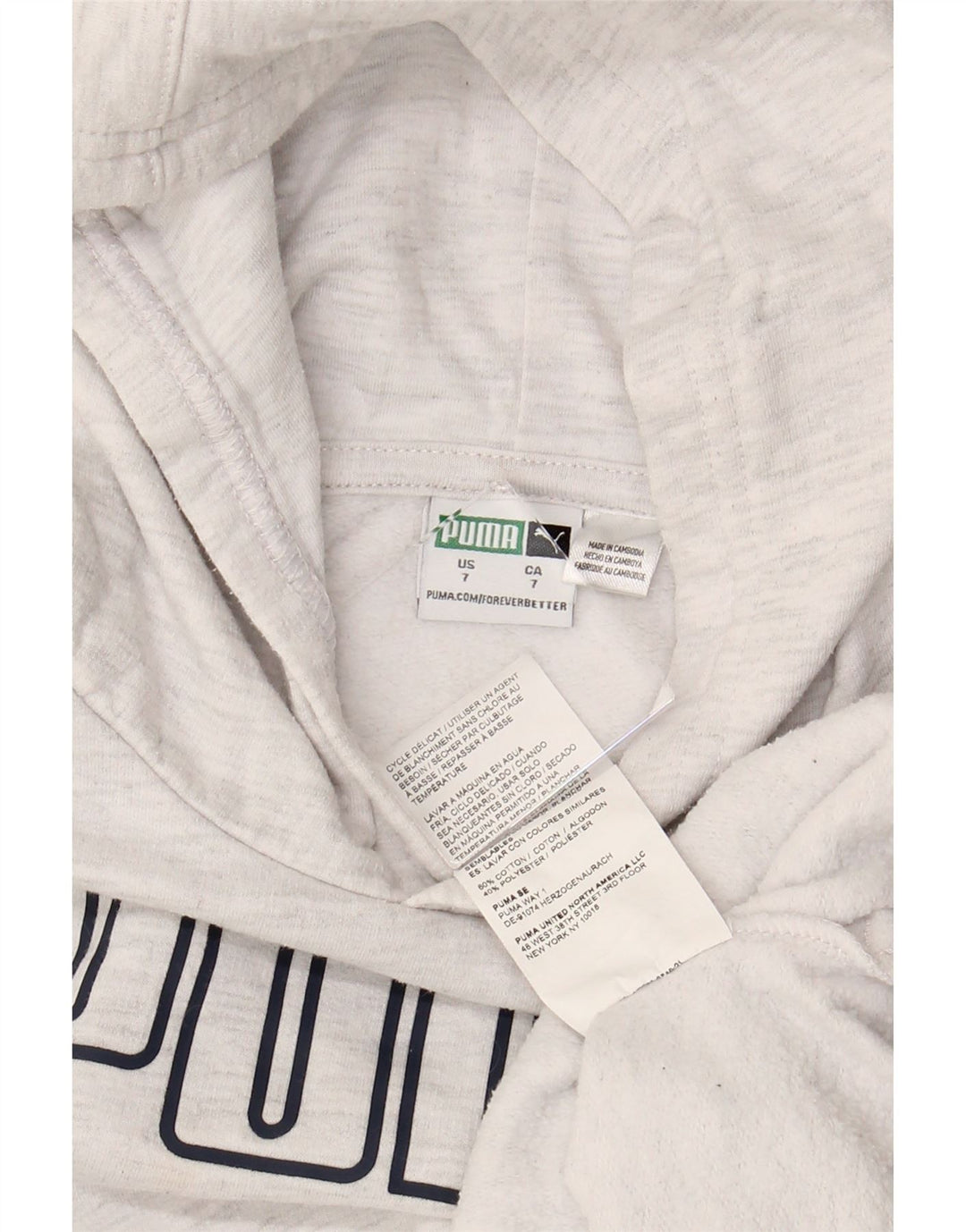 PUMA Mädchen Graphic Hoodie Pullover 6–7 Jahre graue Baumwolle