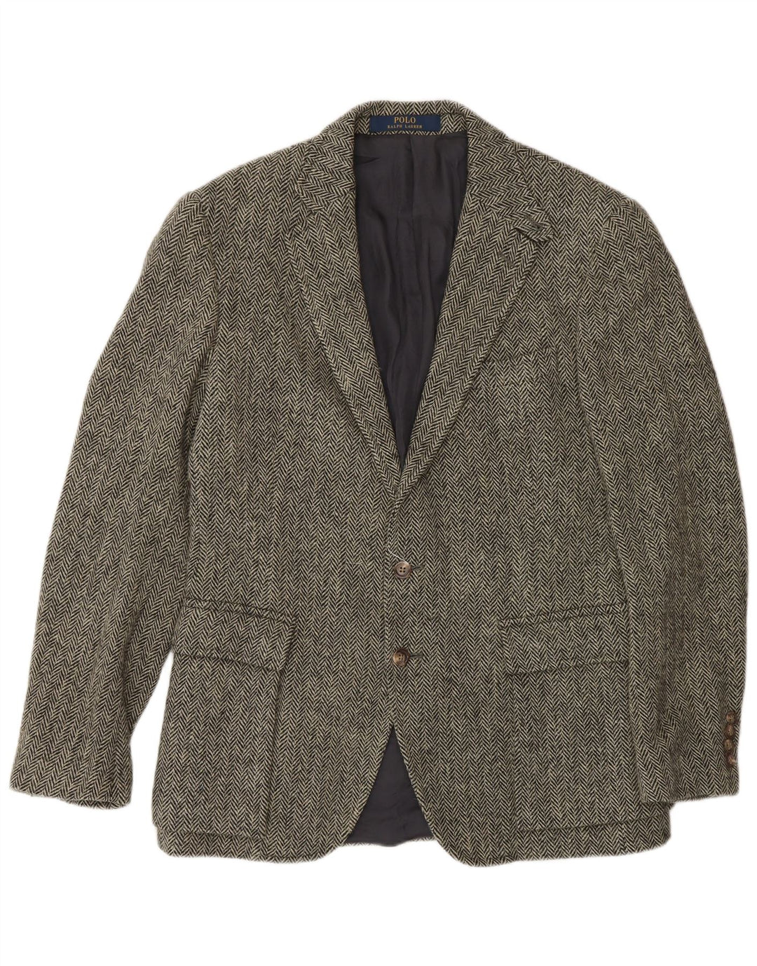 Polo Ralph Lauren Herren-Blazer mit 2 Knöpfen, US 40, große graue Chevron-Wolle