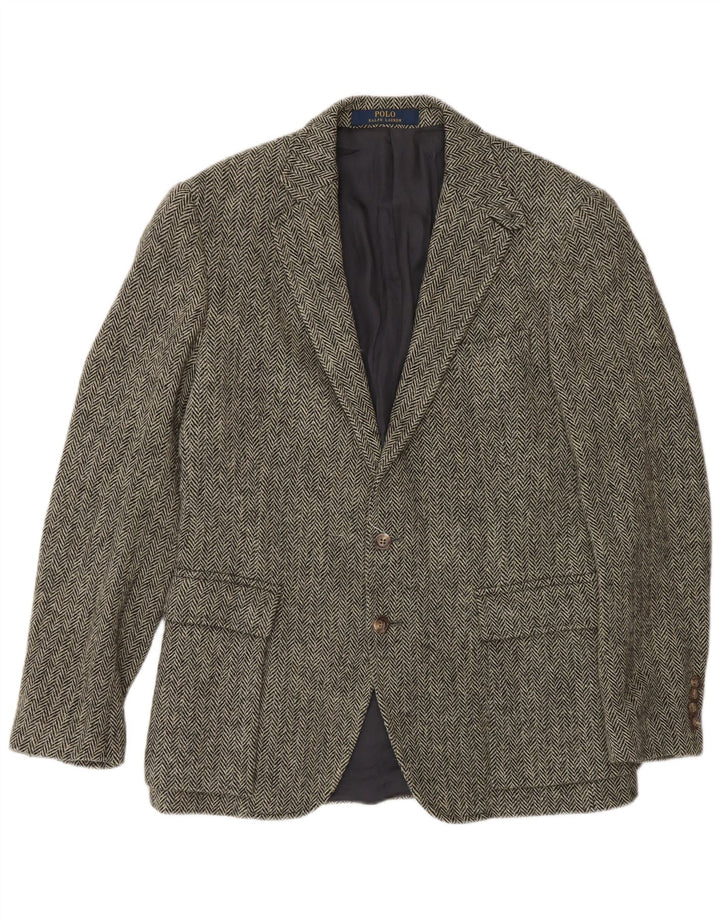Polo Ralph Lauren Herren-Blazer mit 2 Knöpfen, US 40, große graue Chevron-Wolle