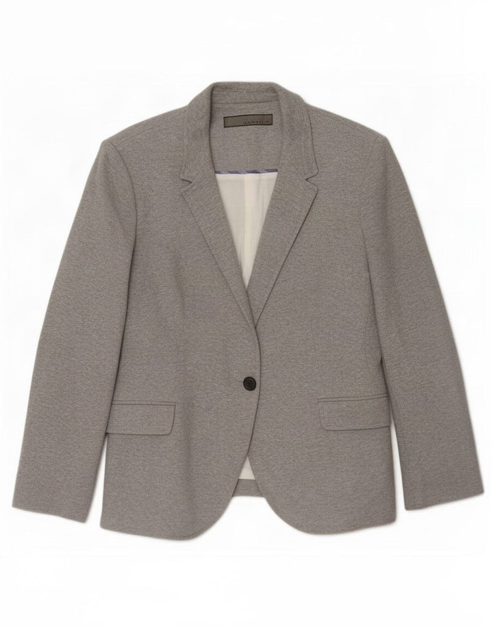 Zara Damen 1-Knopf-Blazerjacke UK 18 XL Graue Baumwolle