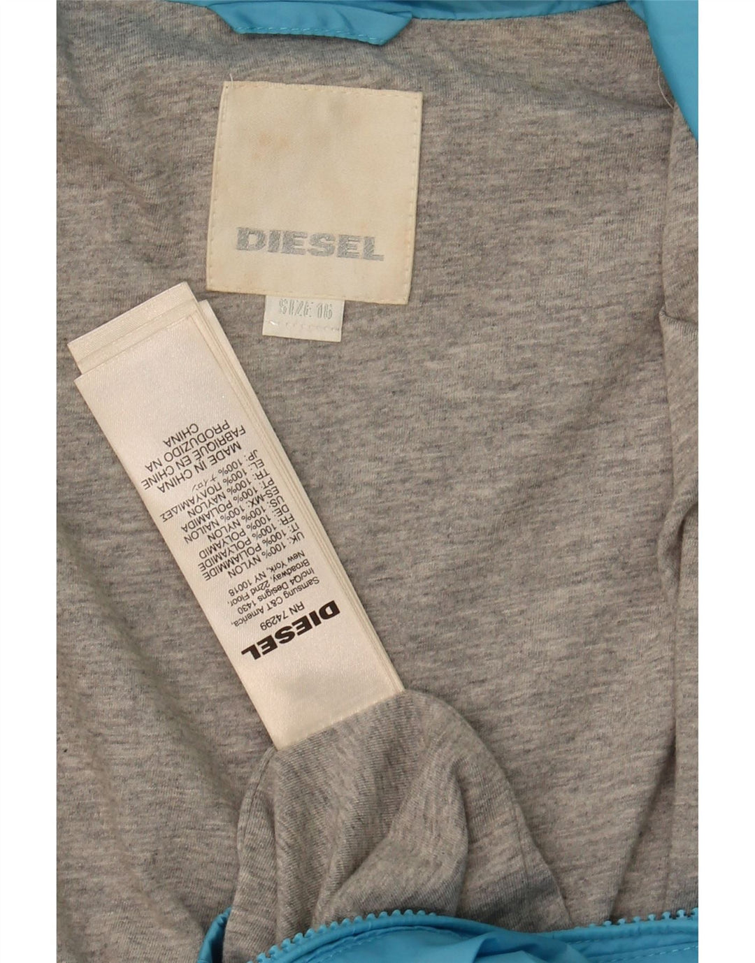 DIESEL Boys Graphic Windbreaker Jacket 15-16 Years Blue Nylon