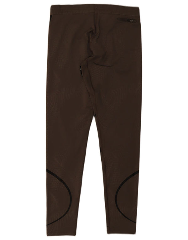 Nike Damen Dri Fit Leggings UK 12 Mittelbraun gestreift Polyester