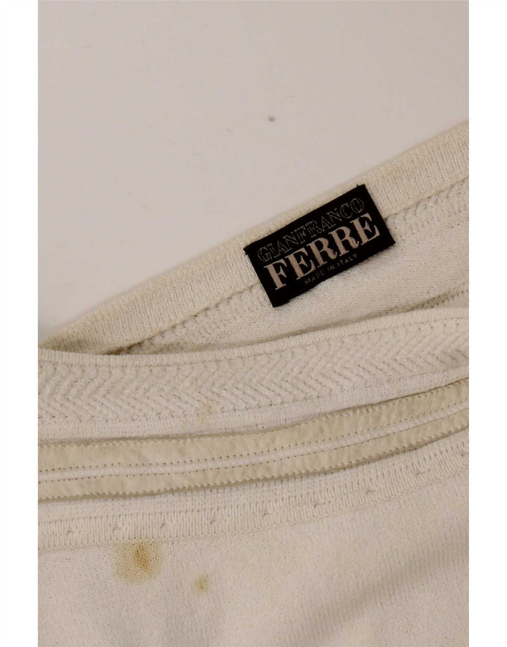 Gianfranco Ferre Damen-Pullover mit U-Boot-Ausschnitt, Gr. 10, Weiß