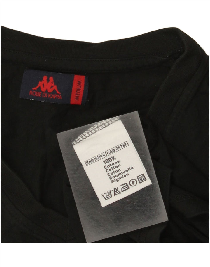 Kappa Damen T-Shirt Top UK 12 Medium Schwarz Baumwolle