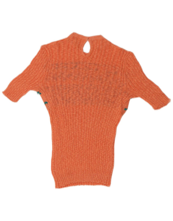 Vintage Damen Strickbluse Top IT 46 Large Orange Fair Isle