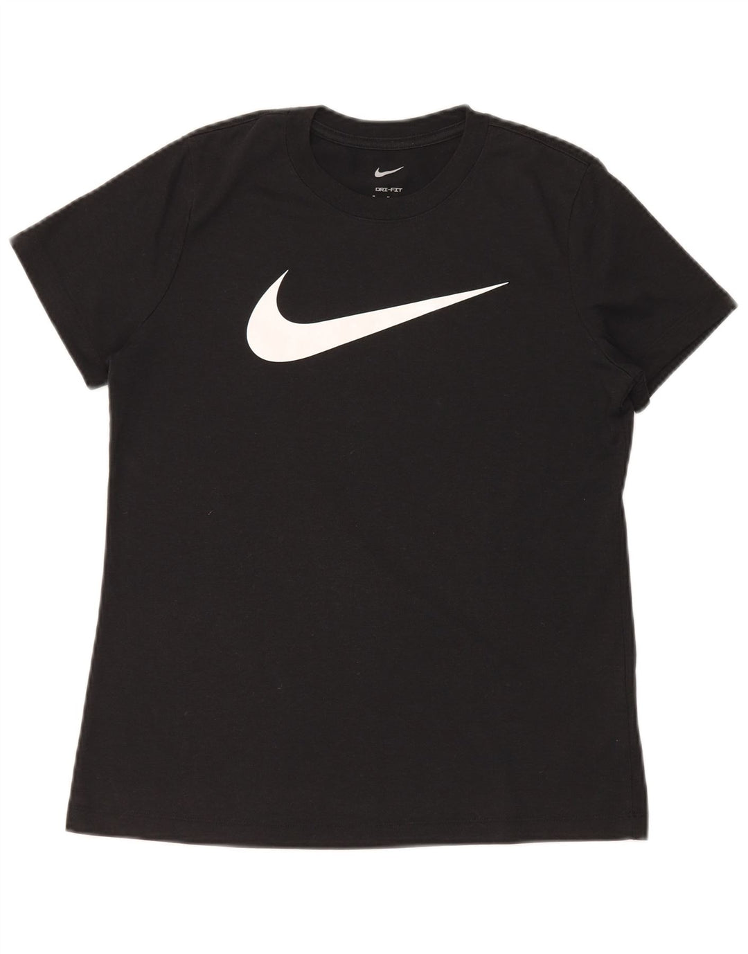 Nike Damen Dri Fit Graphic T-Shirt Top UK 14 Mittelschwarzes Polyester