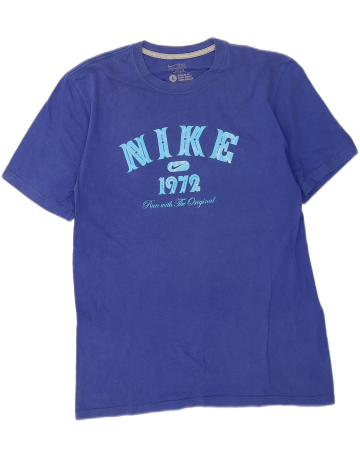 Nike Herren-T-Shirt mit normaler Passform, Grafik, Größe L, Blau