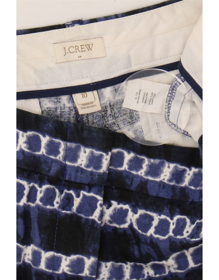 J. CREW Womens Hot Pants US 10 Large W34 Navy Blue Geometric Linen Vintage J. Crew and Second-Hand J. Crew from Messina Hembry 