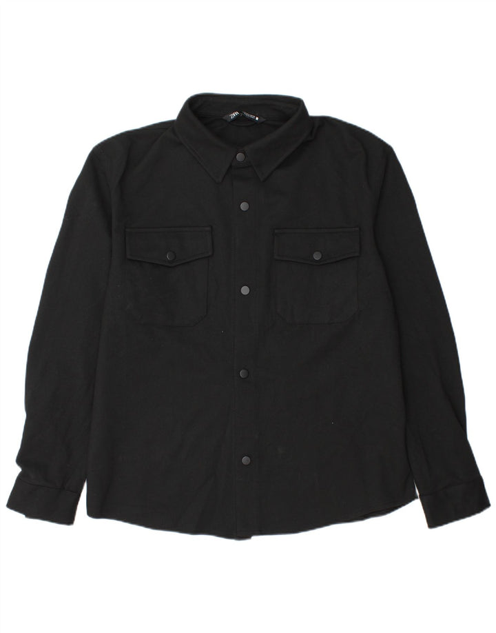 Zara Herren-Overshirt-Hemd, großes schwarzes Polyester