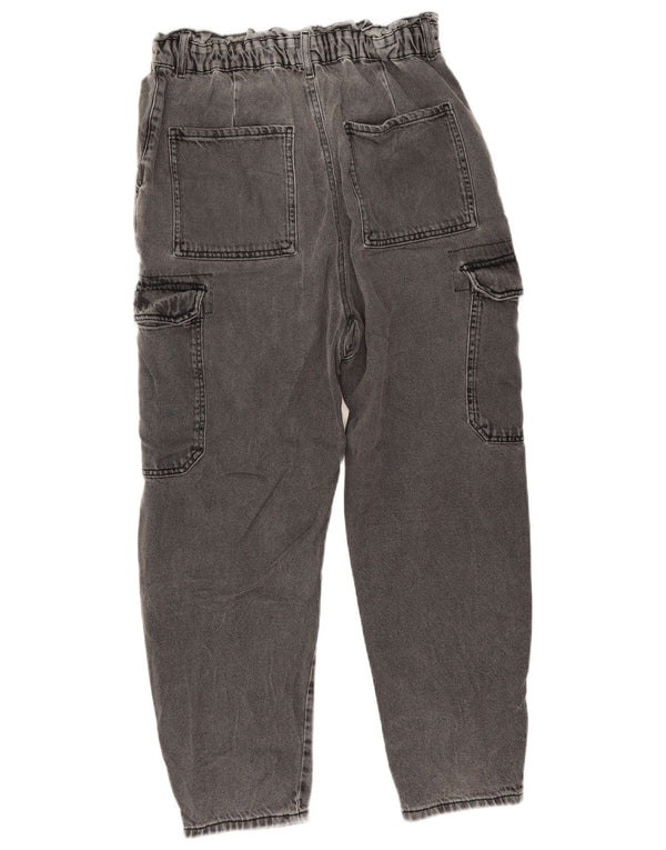 Zara Damen Crop Cargo Loose Jeans EU 40 Medium W32 L25 Graue Baumwolle