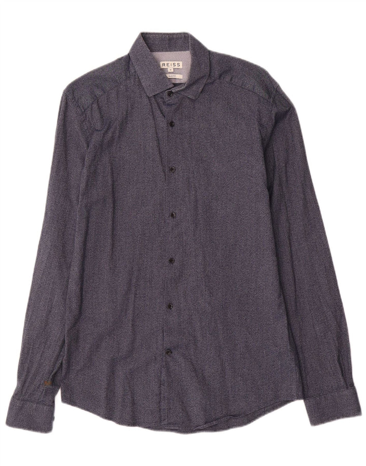 Reiss Herren-Slim-Fit-Hemd aus mittelblauer Baumwolle